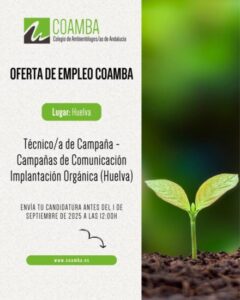 Oferta de empleo para colegiados/as 2025_51: Técnico/a de Campaña – Campañas de Comunicación Implantación Orgánica (Huelva) OE_2025_51