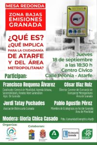 Mesa redonda: Zona bajas emisiones Granada ¿Qué es? ¿Qué implica para la ciudadanía? AS