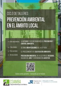 Nota de prensa – COAMBA arranca el Ciclo de Talleres sobre la Prevención ambiental en el ámbito local Cartel Cadiz (1)
