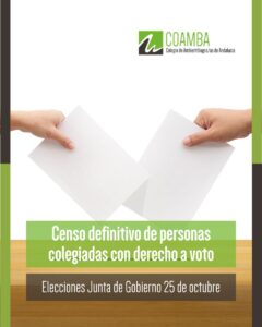 Elecciones a la Junta de Gobierno de COAMBA: consulta el censo definitivo de personas colegiadas con derecho a voto Censo colegiados