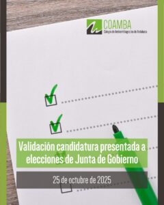 Validada la candidatura presentada a las elecciones del 25 de octubre a la Junta de Gobierno Validación candidatura