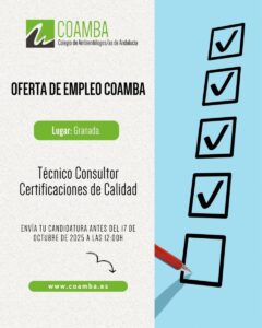 Oferta de empleo para colegiados/as 2025_62: Técnico Consultor Certificaciones de Calidad OE_2025_62